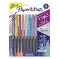 Paper Mate Flair Metallic Porous Point Pen, Stick, Medium 0.7 mm, Assorted Ink and Barrel Colors, PK8, 8PK 2134319